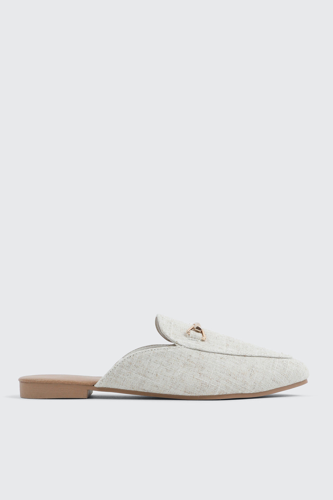 Round Toe Mules with Metal Ornament