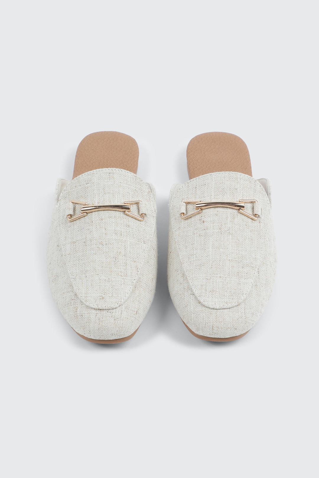 Round Toe Mules with Metal Ornament
