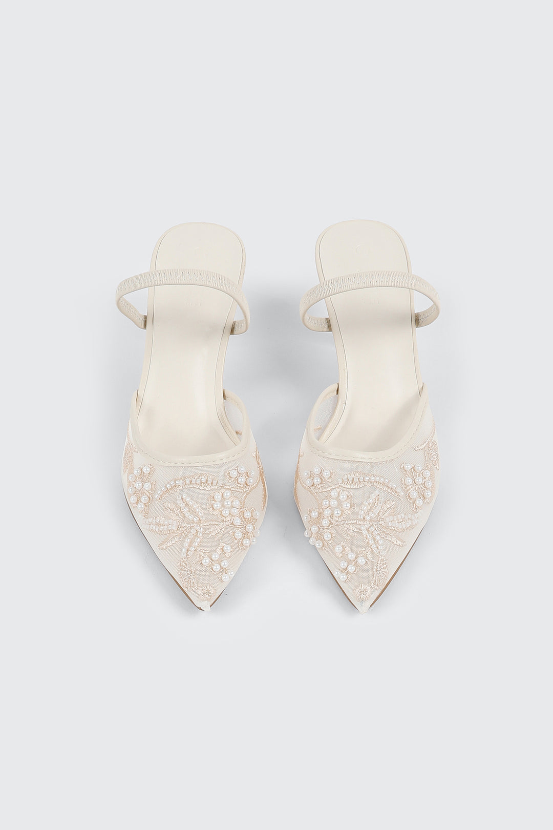 Mules à talon brodées en maille