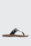 Round Toe Buckle Flat Sandals