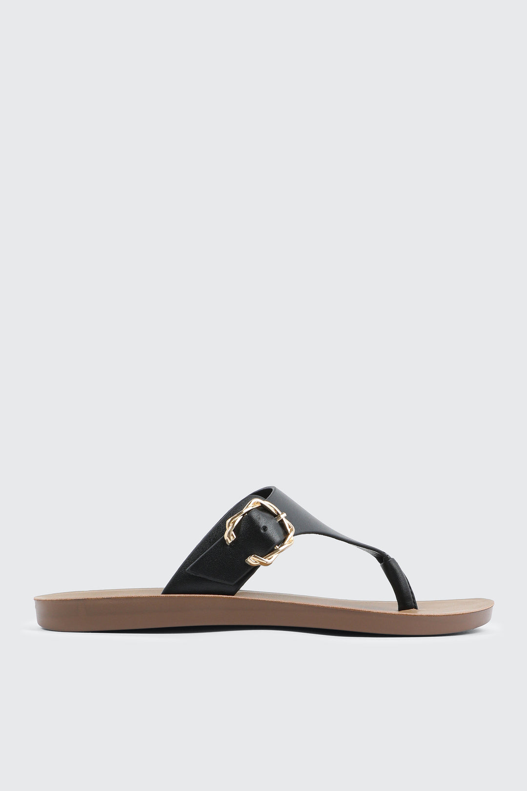 Round Toe Buckle Flat Sandals