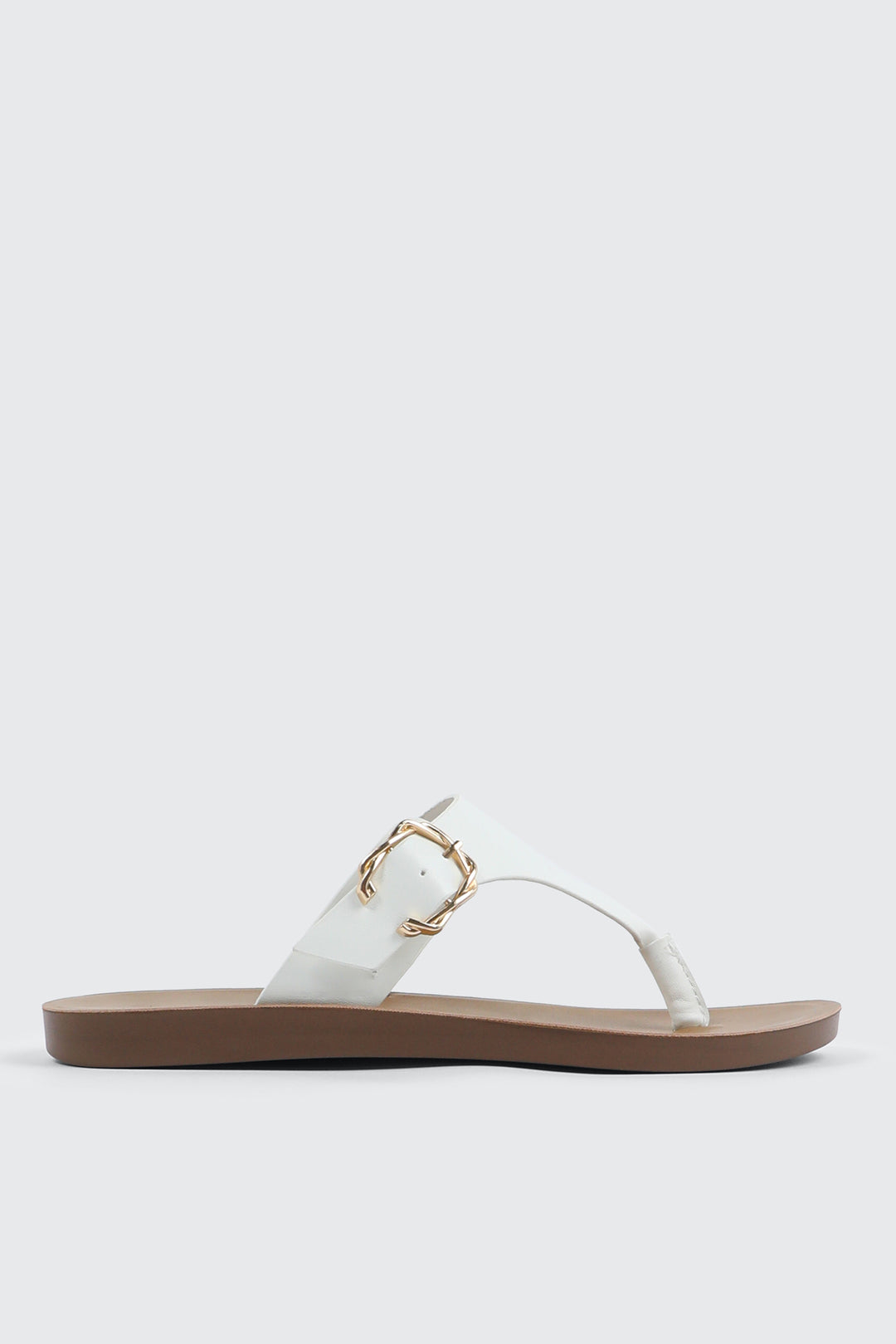Round Toe Buckle Flat Sandals