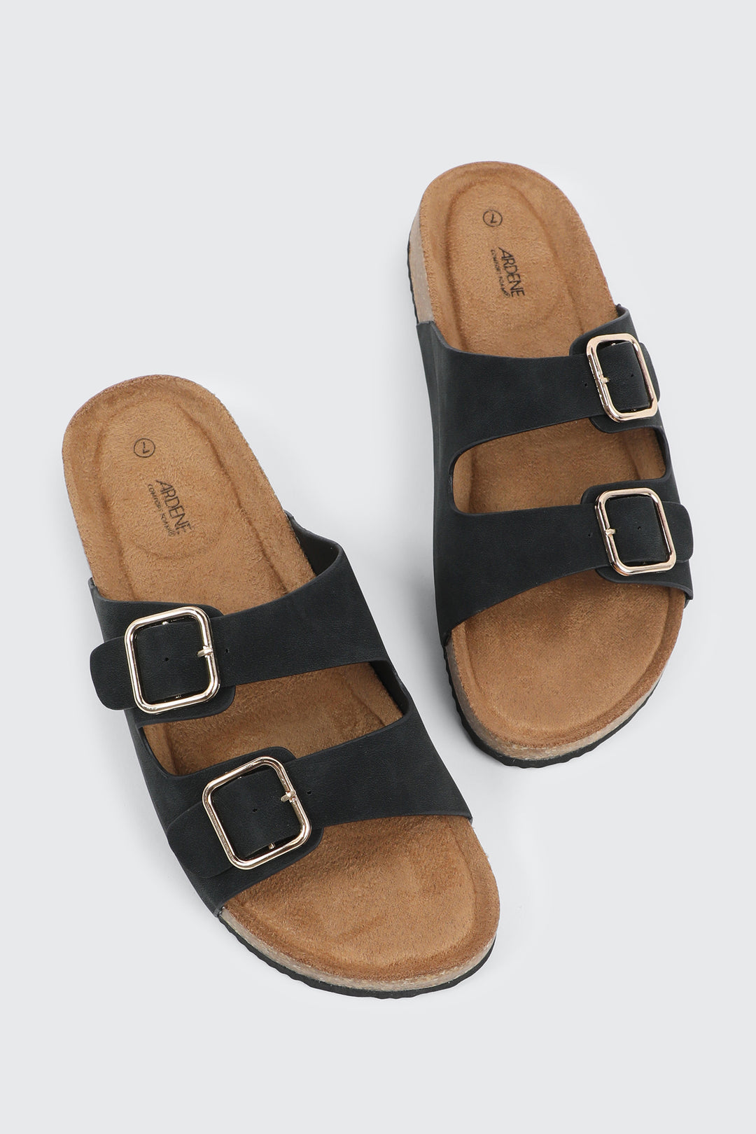 Faux Leather Two-Buckle Sandals
