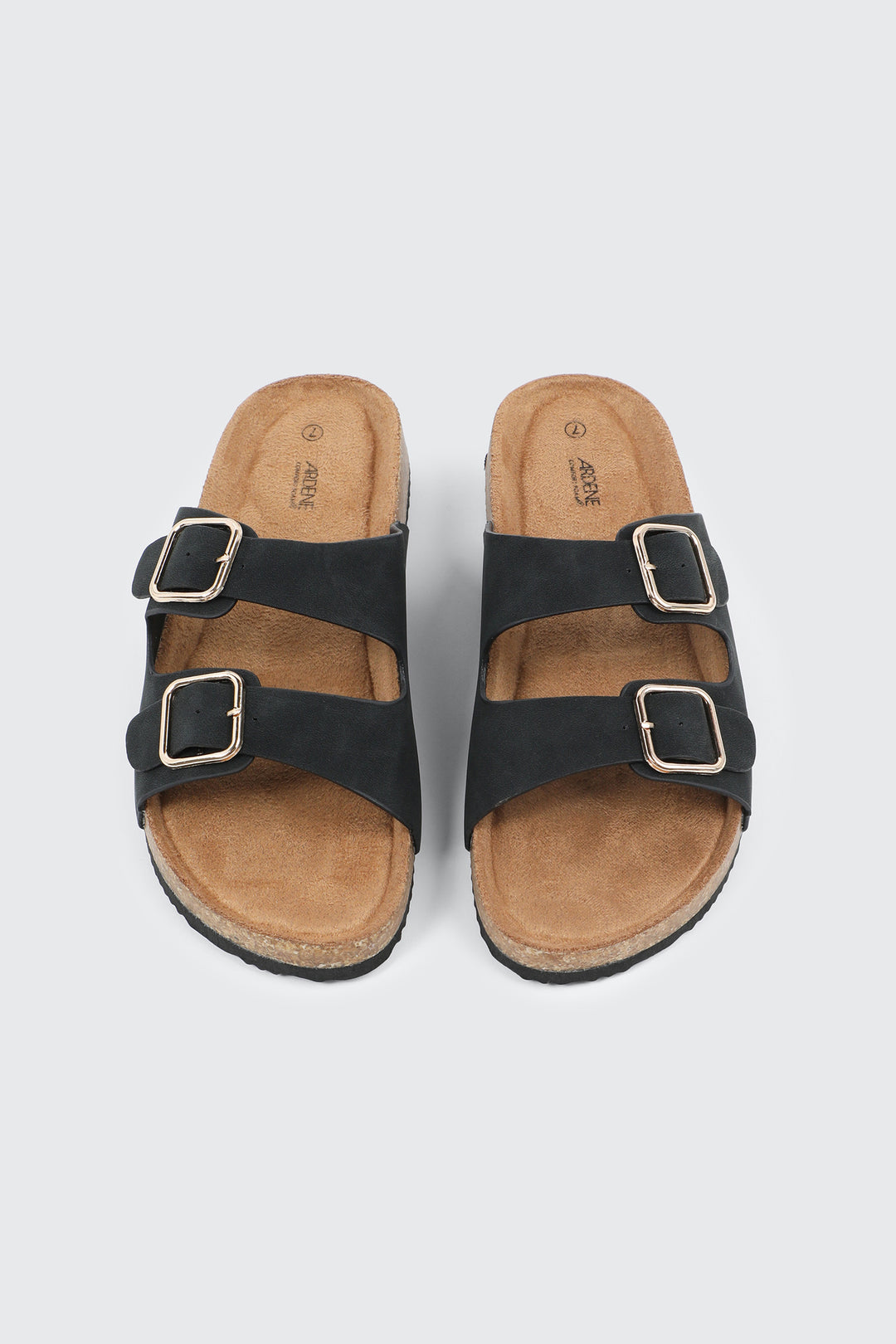 Faux Leather Two-Buckle Sandals