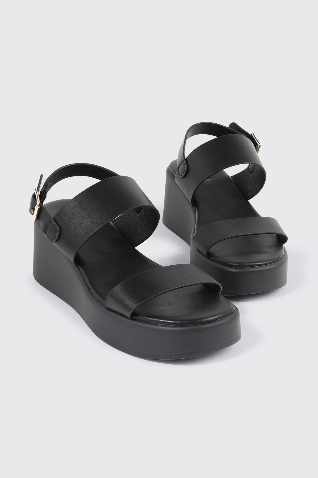 Faux Leather Wedge Sandals