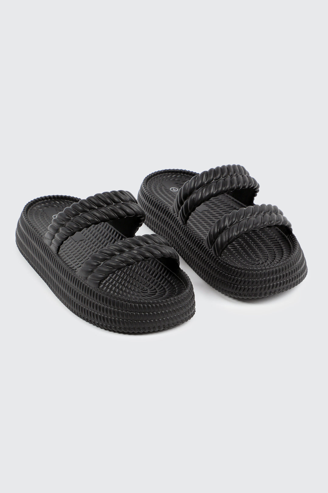 Double Braided Strap Slide Sandals