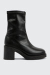 Block Heel Faux Leather Mid Calf Boots