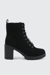 Faux Suede Block Heel Lace Up Boots