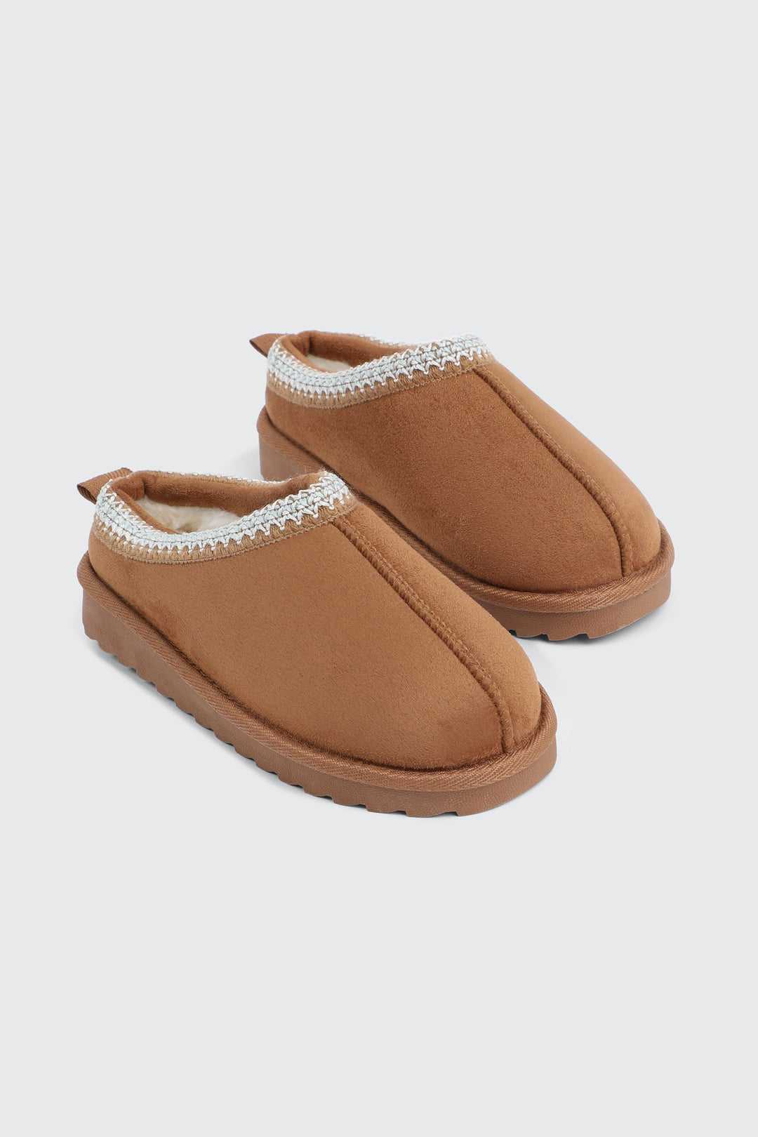 Faux Sheepskin Clogs with Accent Trim