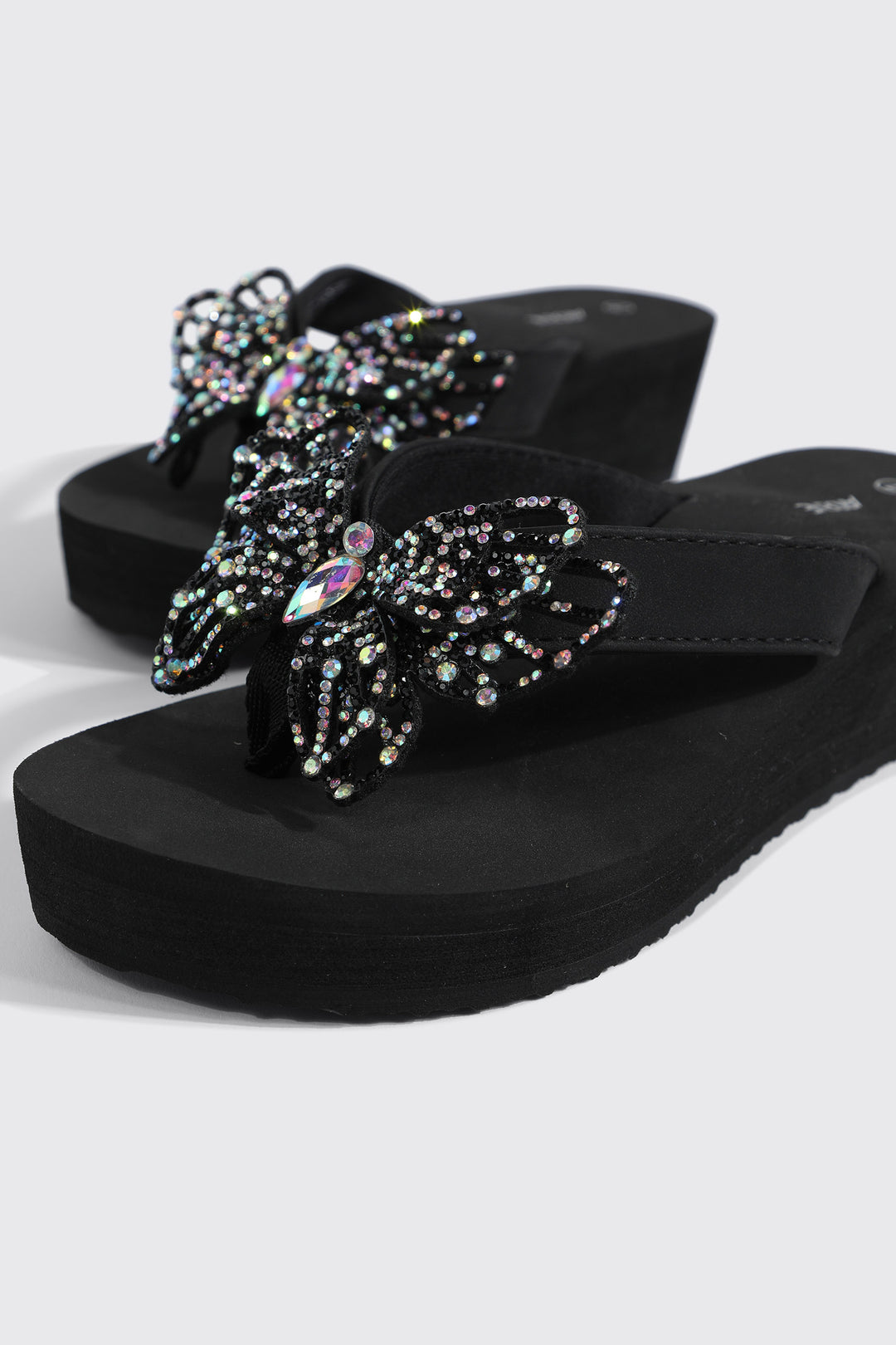 Sandales de plage compensées papillon