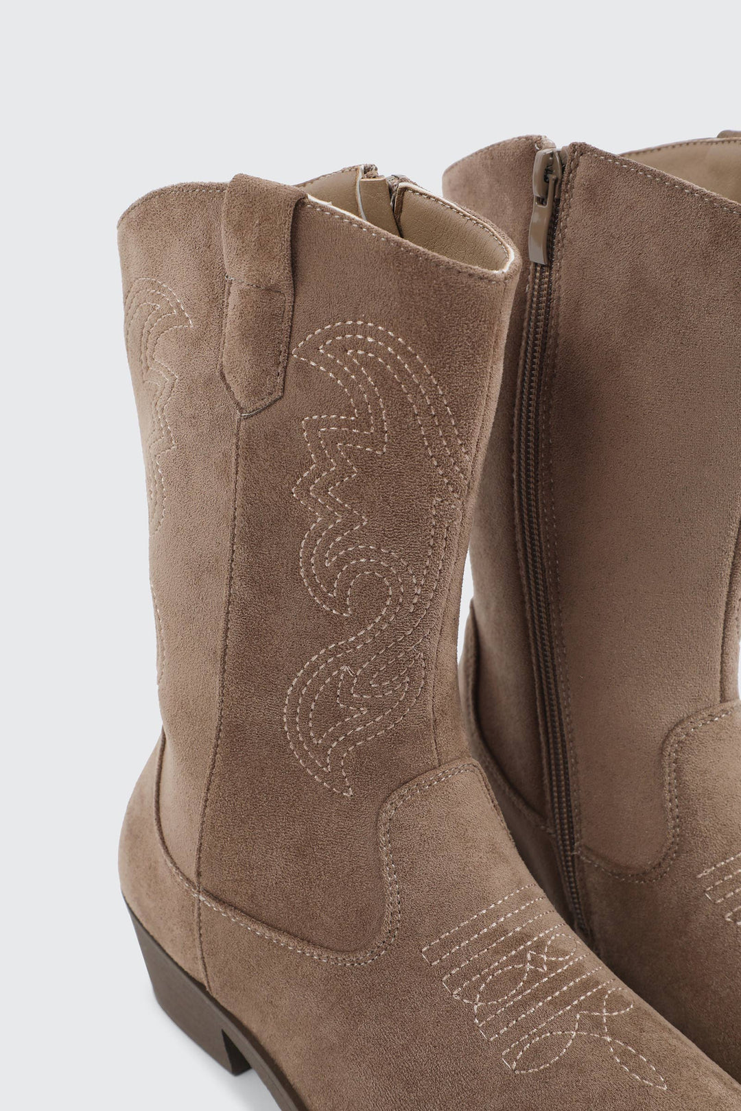 Faux Suede Embroidered Boots