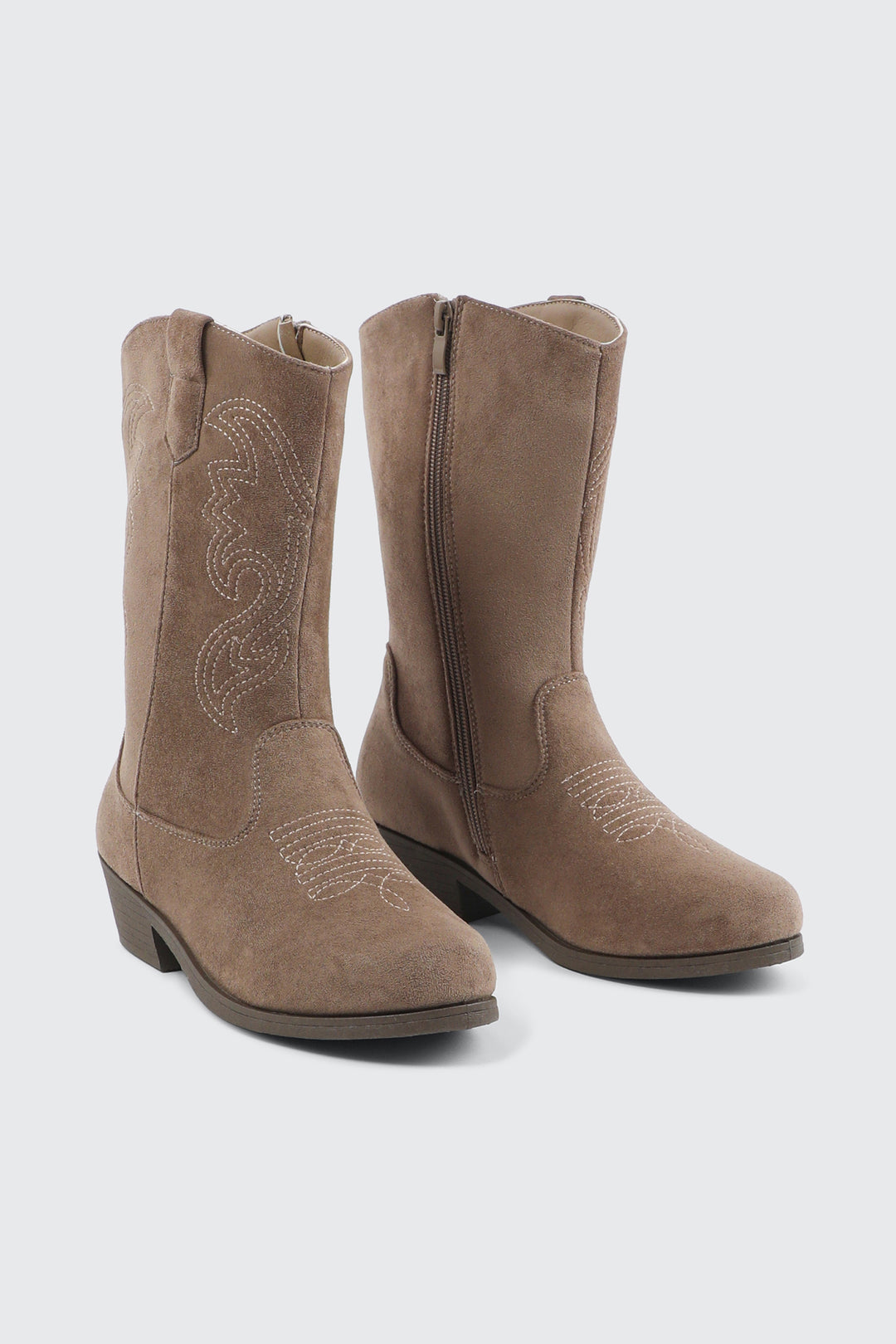 Faux Suede Embroidered Boots