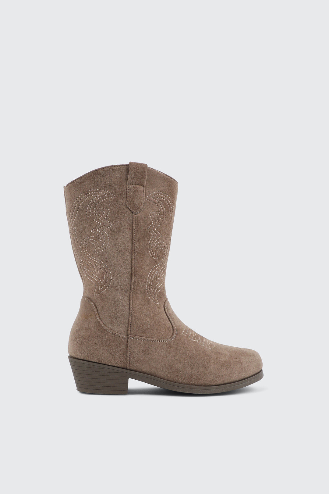 Faux Suede Embroidered Boots