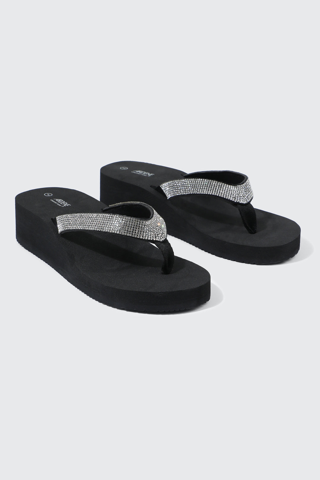 Rhinestone Platform Wedge Flip Flops