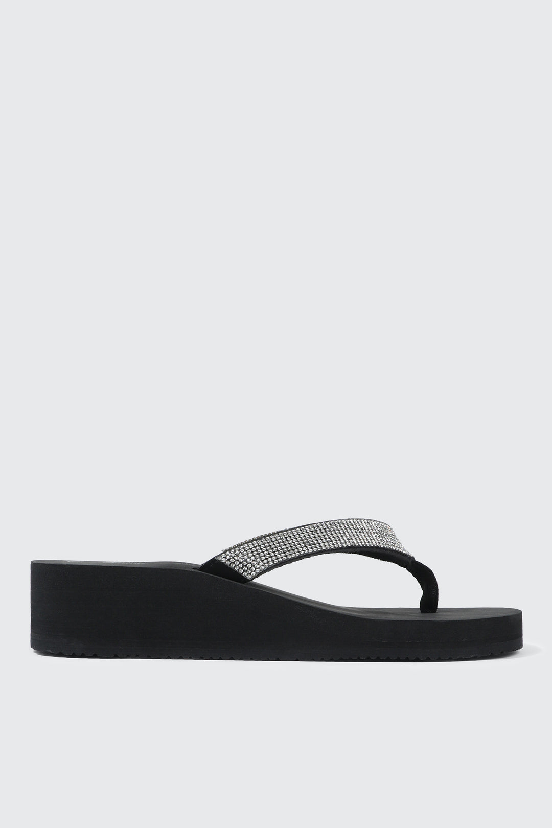 Rhinestone Platform Wedge Flip Flops