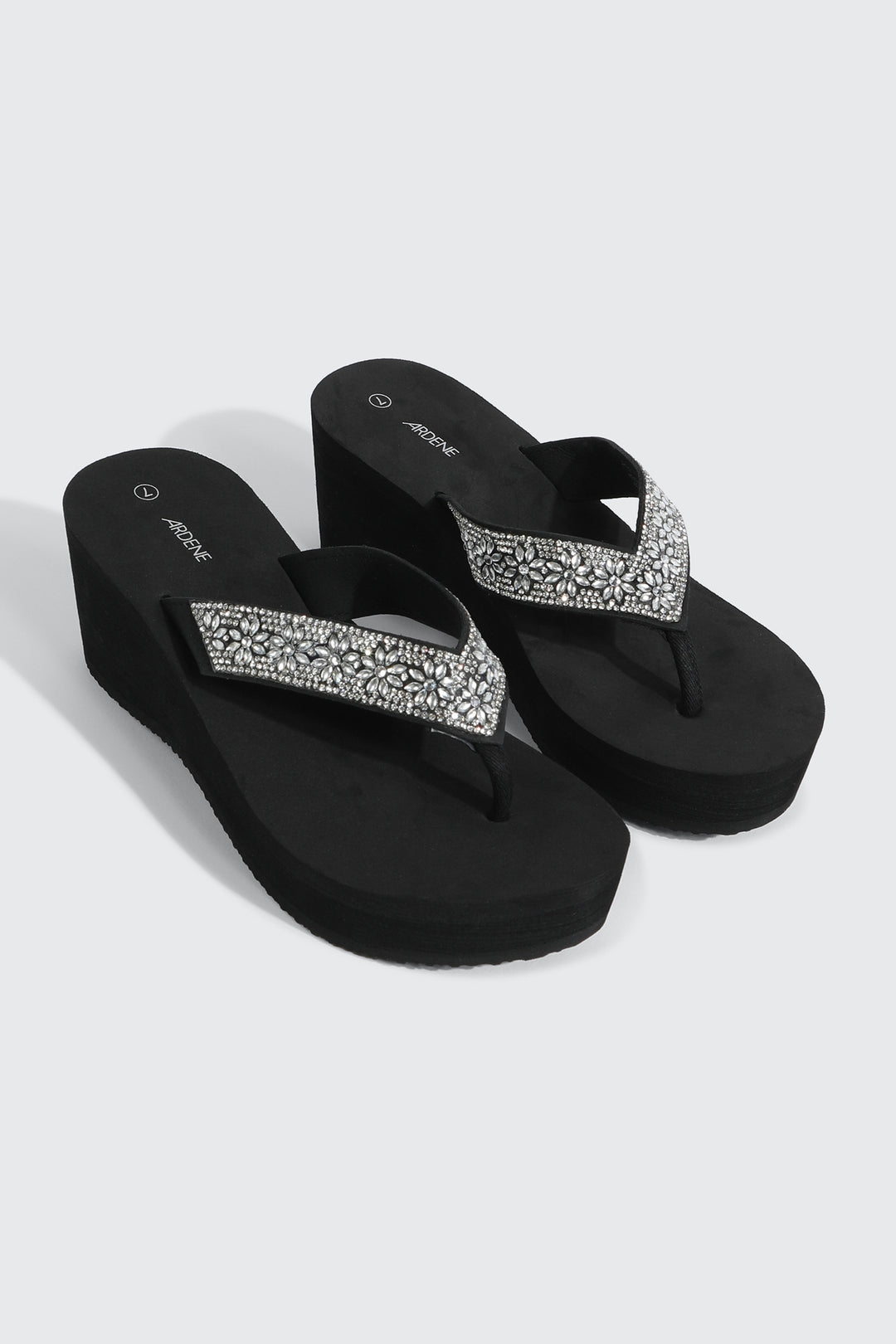 Crystal Wedge Flip Flops