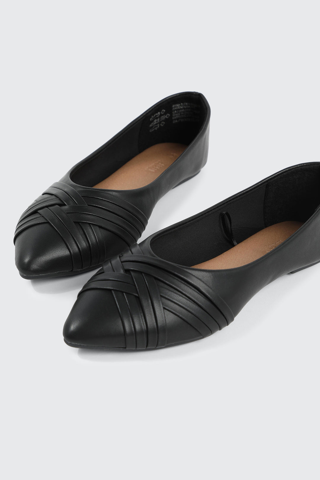 Faux Leather Pointed Toe Ballet Flats