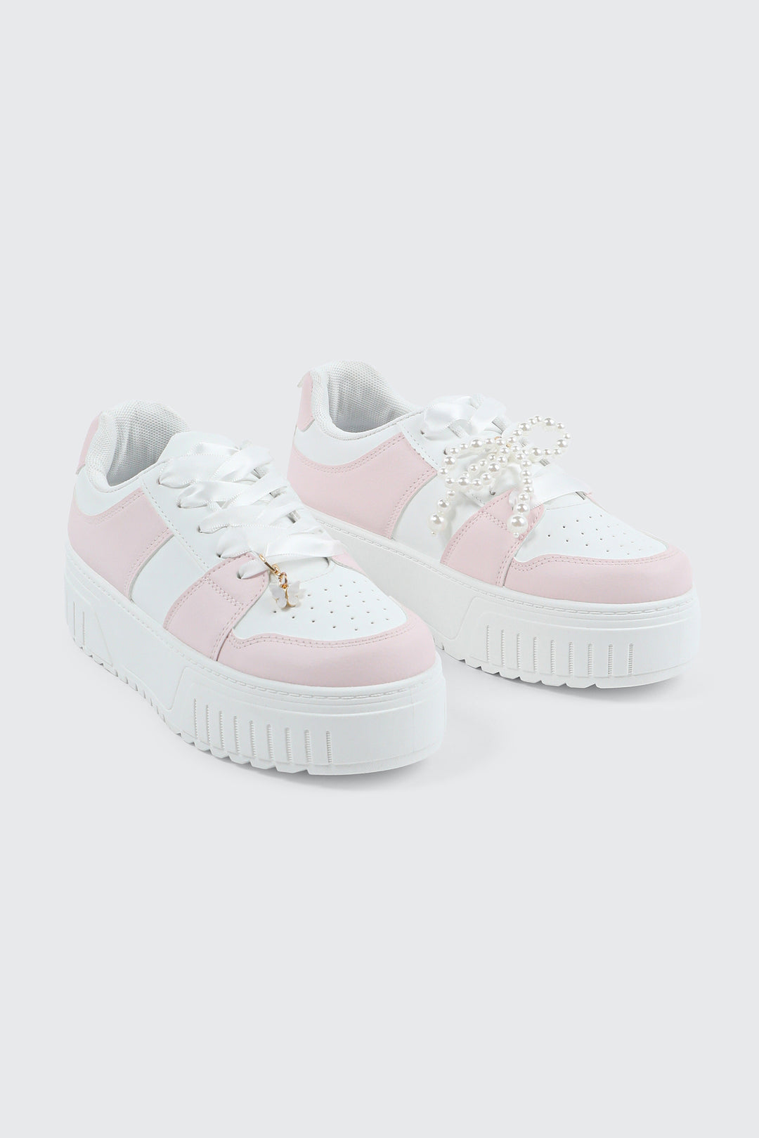 Thick Sole Court Sneakers with Charm