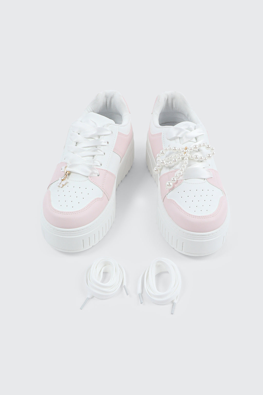 Thick Sole Court Sneakers with Charm