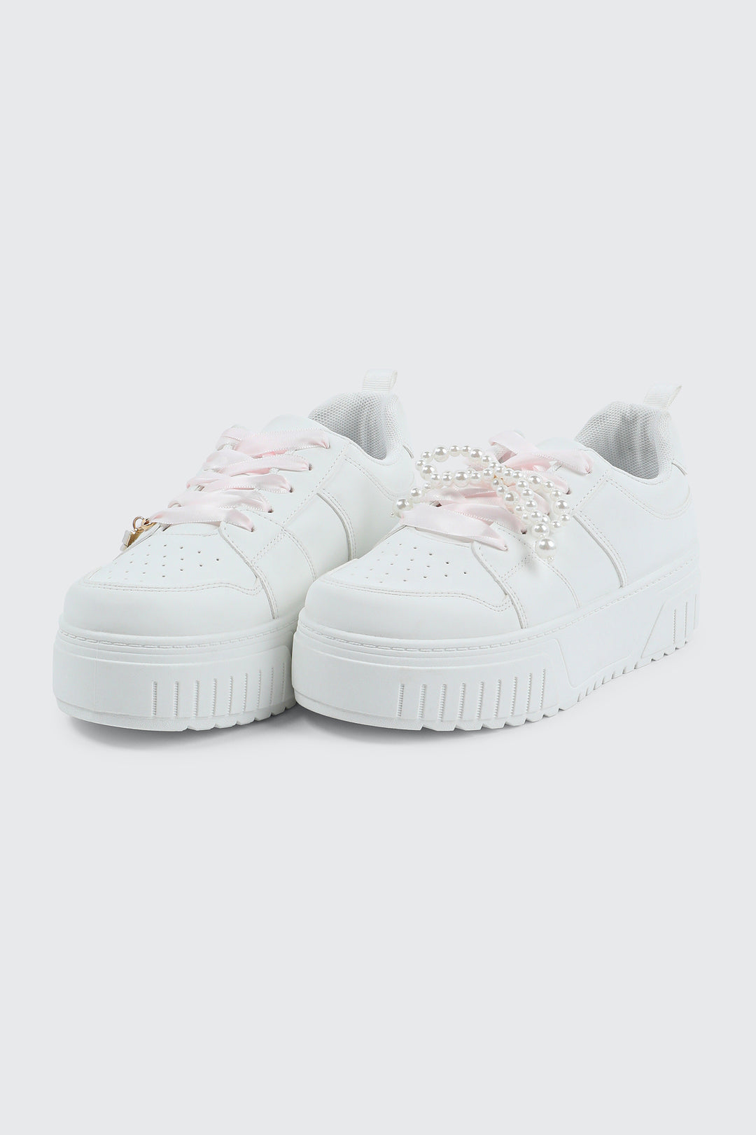 Thick Sole Court Sneakers with Charm