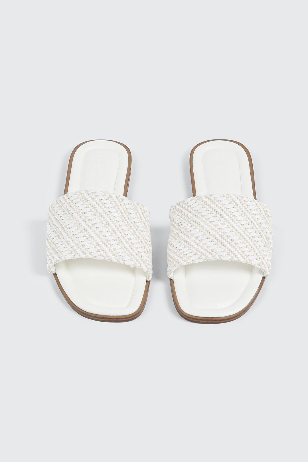 Raffia Square Toe Slide Sandals