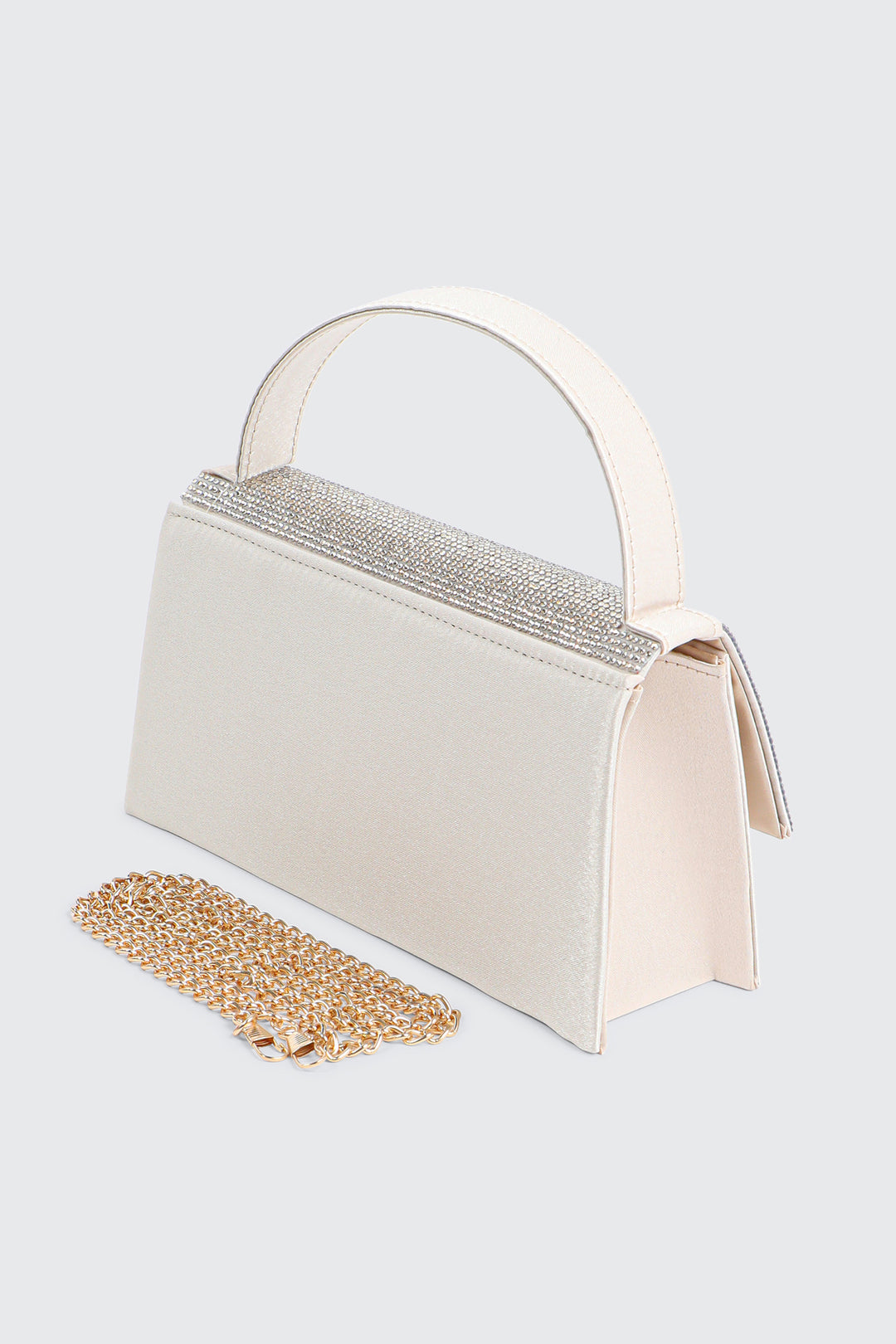 Sac de soirée à rabat orné de pierres du Rhin