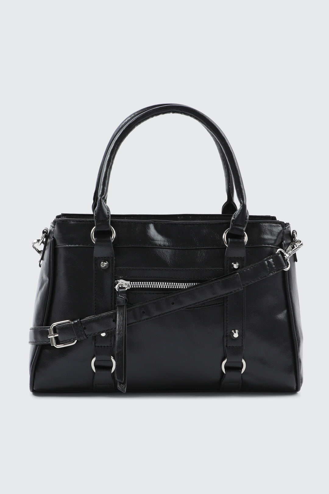 Crinkle Faux Leather Tote Bag