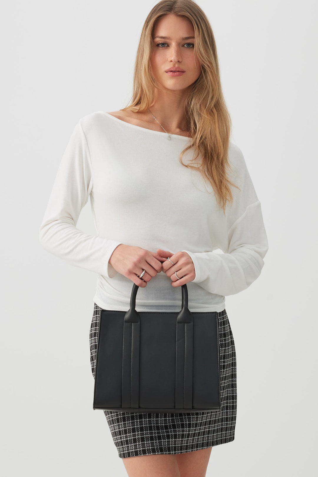 Faux leather Structured Handbag