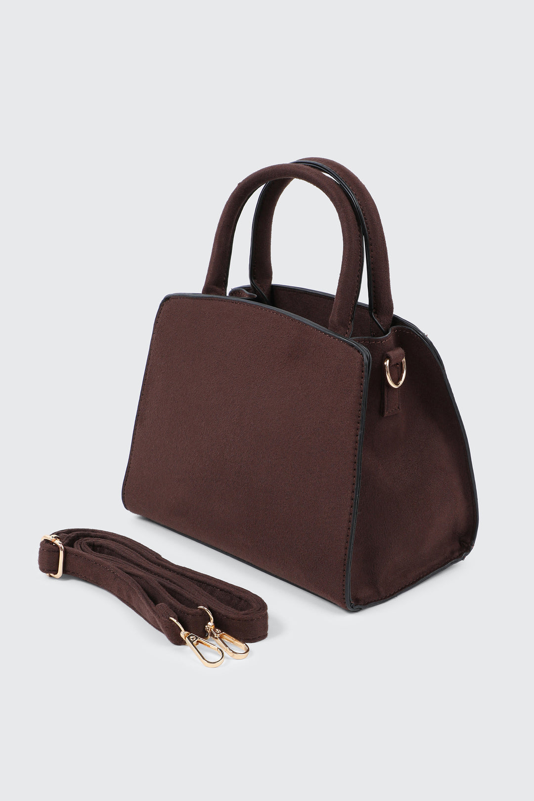 Faux Suede Structured Handbag