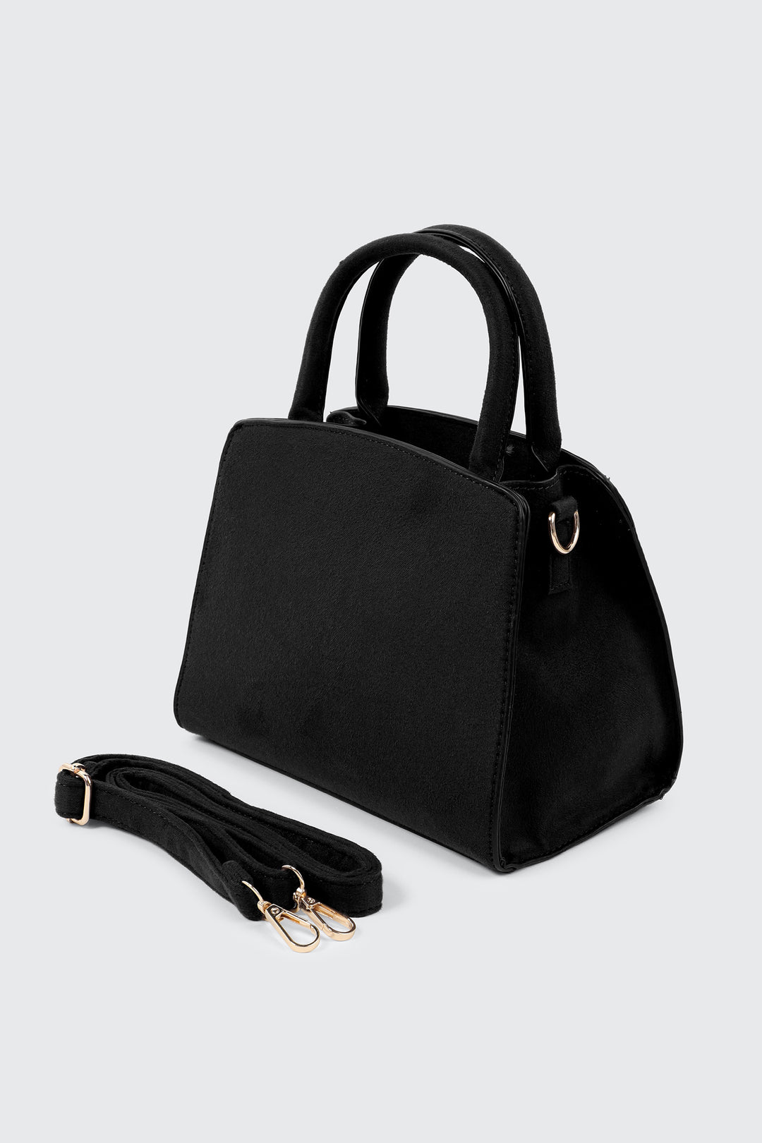 Faux Suede Structured Handbag