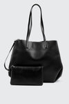 Large Faux Leather Tote Bag with Pouch
