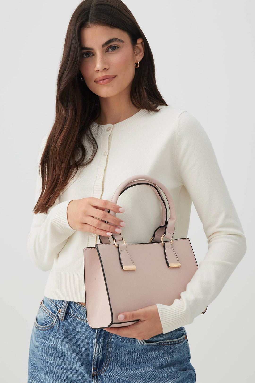 Faux Leather Structured Handbag