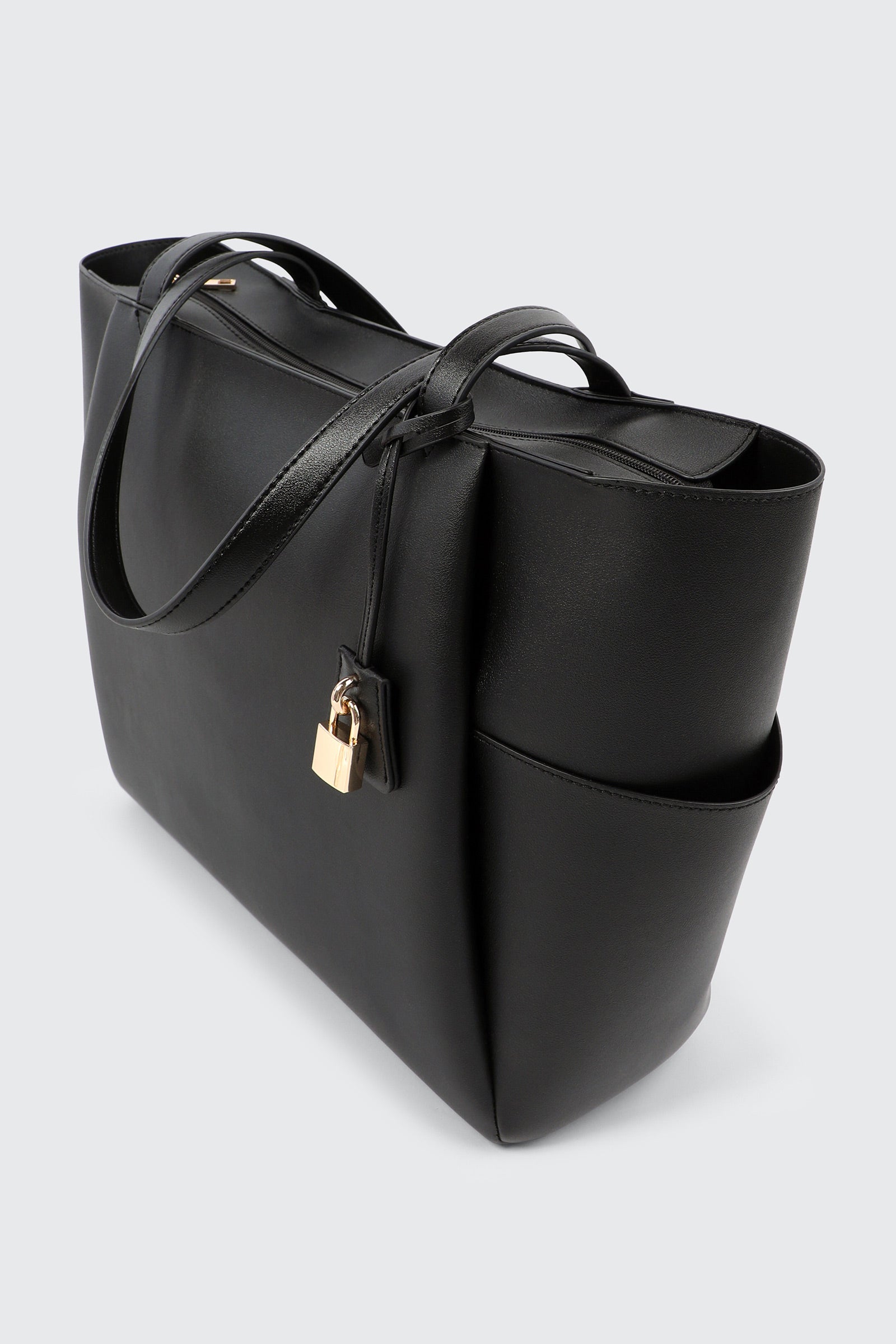 Faux Leather Tote Bag with Padlock Charm – Ardene