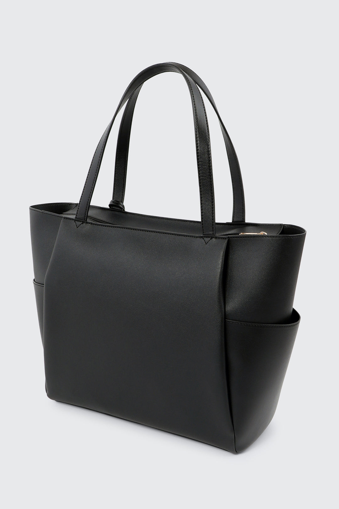 Faux Leather Tote Bag with Padlock Charm
