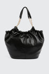 Ruched Tote Bag with Chain Straps