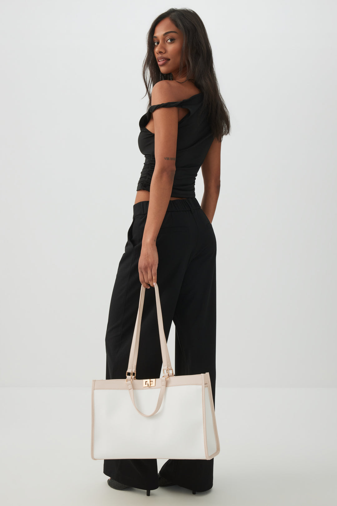 Large Faux Leather Tote Bag