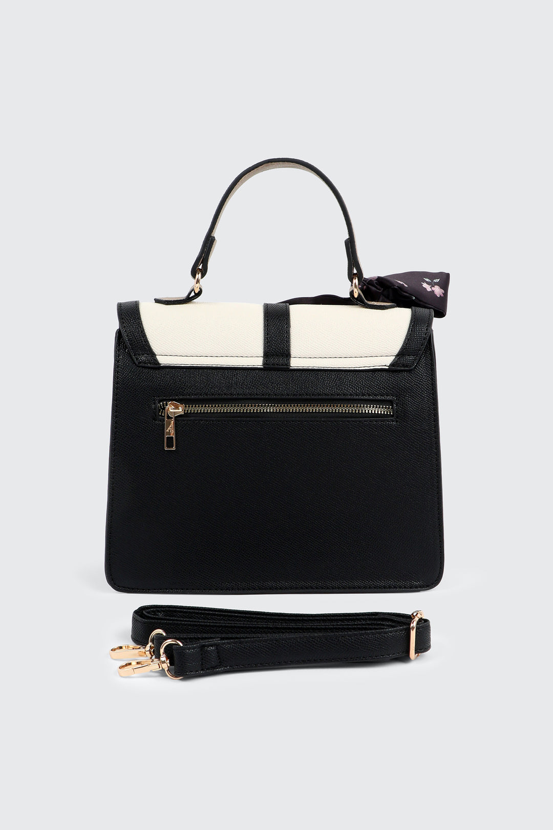 Top Handle Square Bag with Scarf Detail