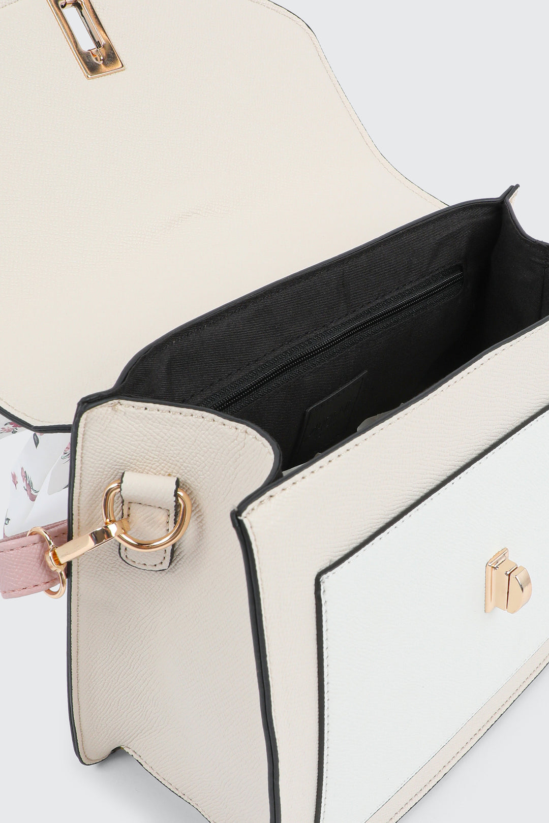 Top Handle Square Bag with Scarf Detail