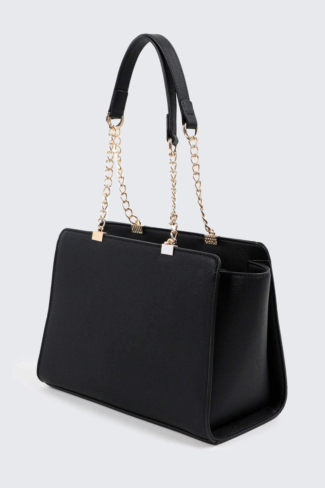 Faux Leather Tote Bag with Chain Straps