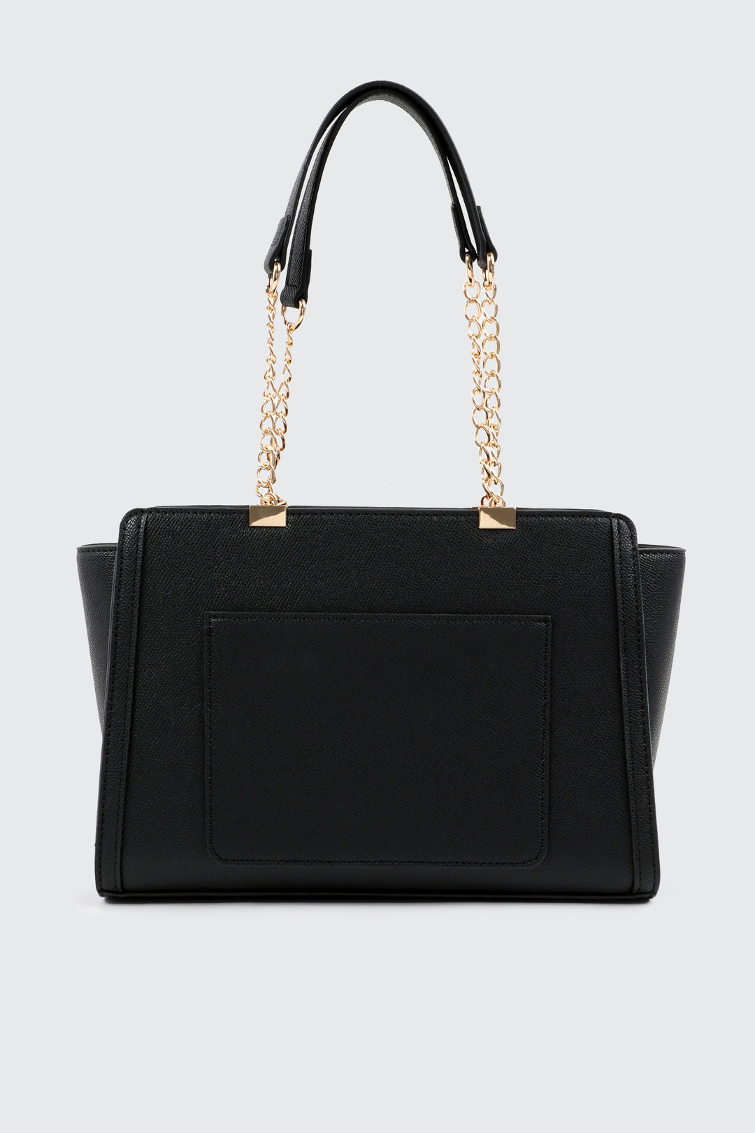 Faux Leather Tote Bag with Chain Straps
