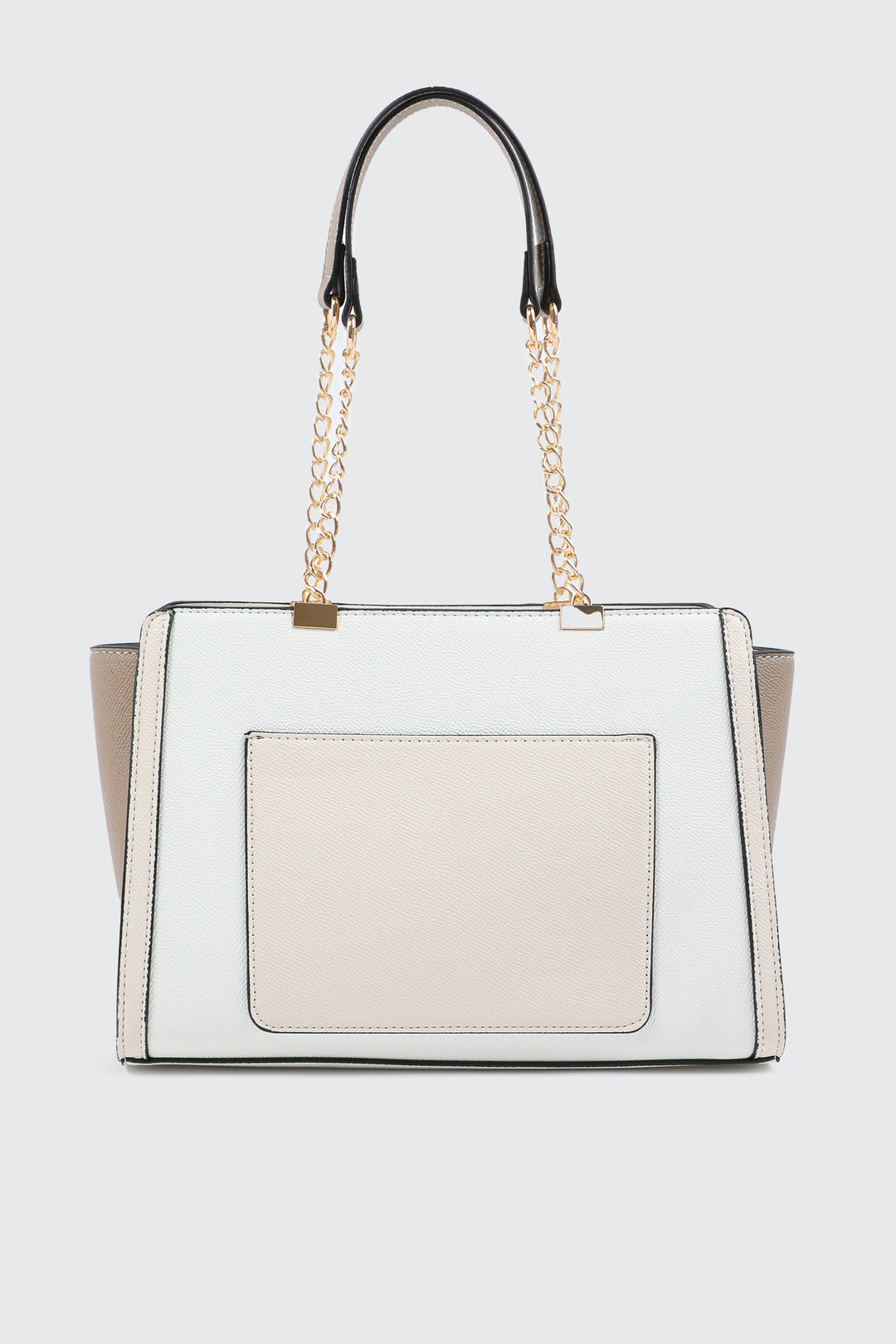 Faux Leather Tote Bag with Chain Straps