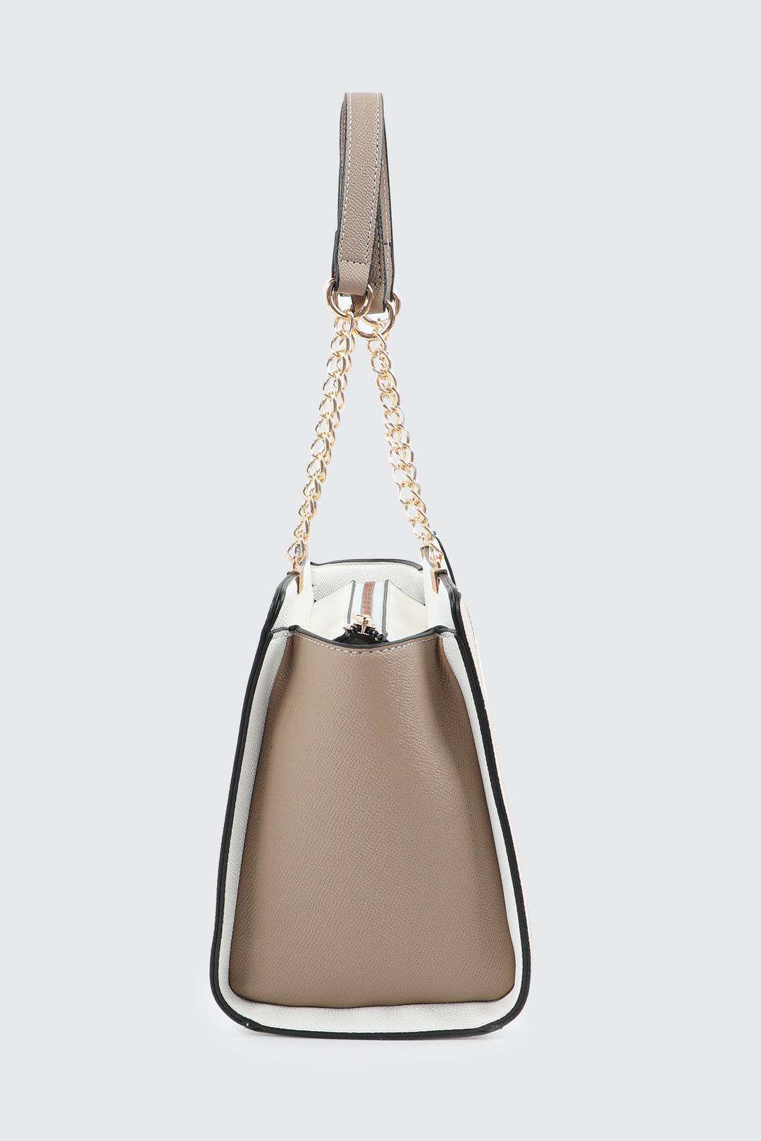 Faux Leather Tote Bag with Chain Straps