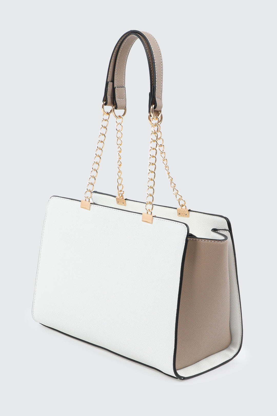 Faux Leather Tote Bag with Chain Straps