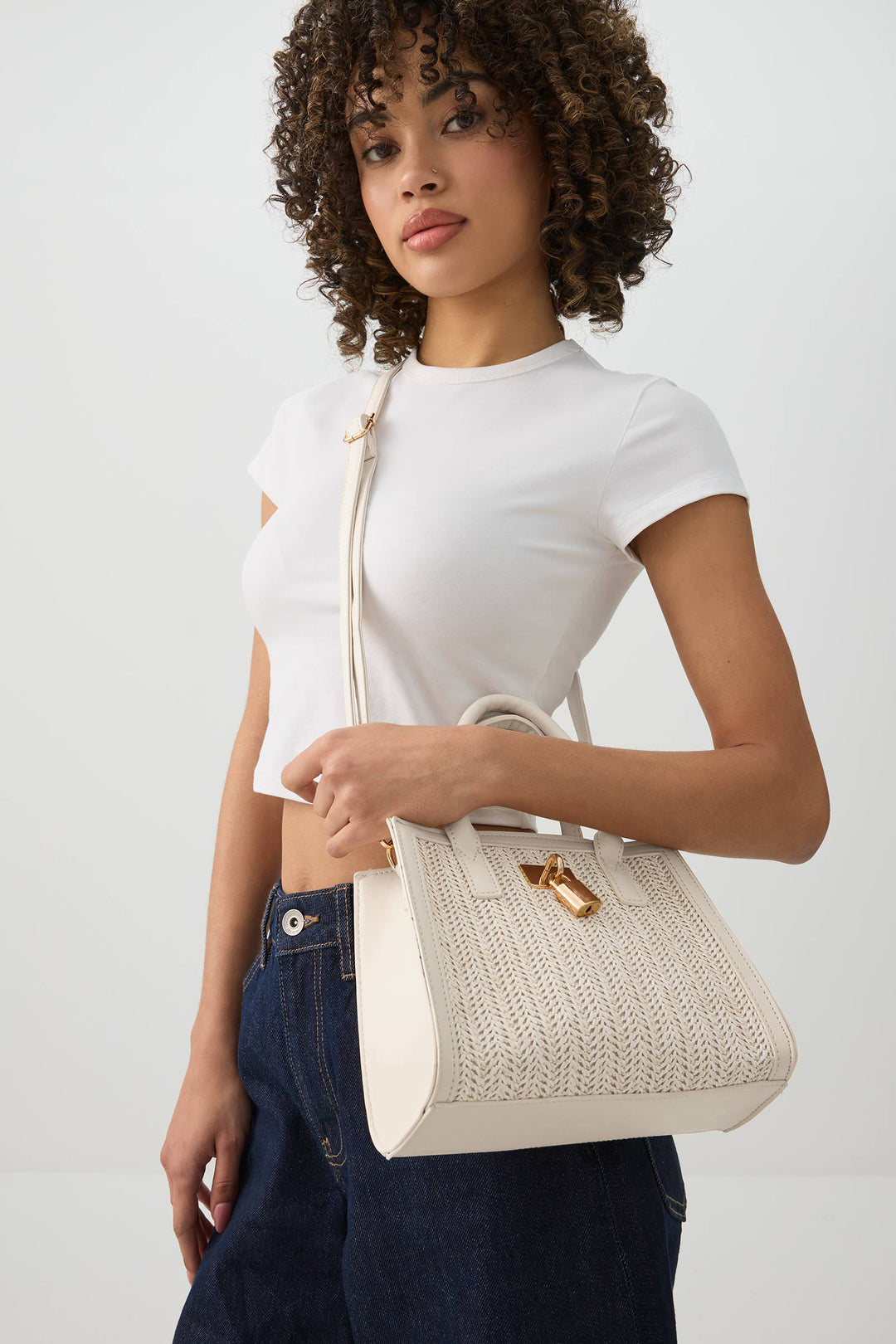 Square Handbag with Padlock Detail