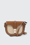 Woven Panel Saddle Crossbody Bag