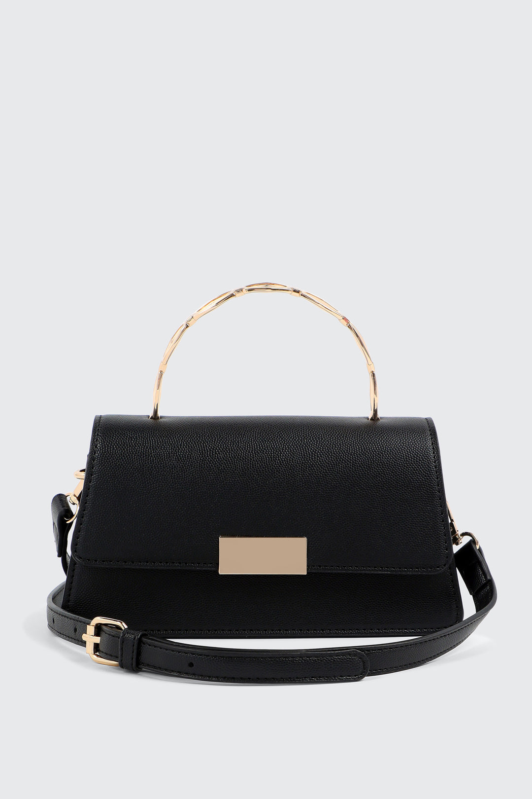 Faux Leather Evening bag with Metal Handle