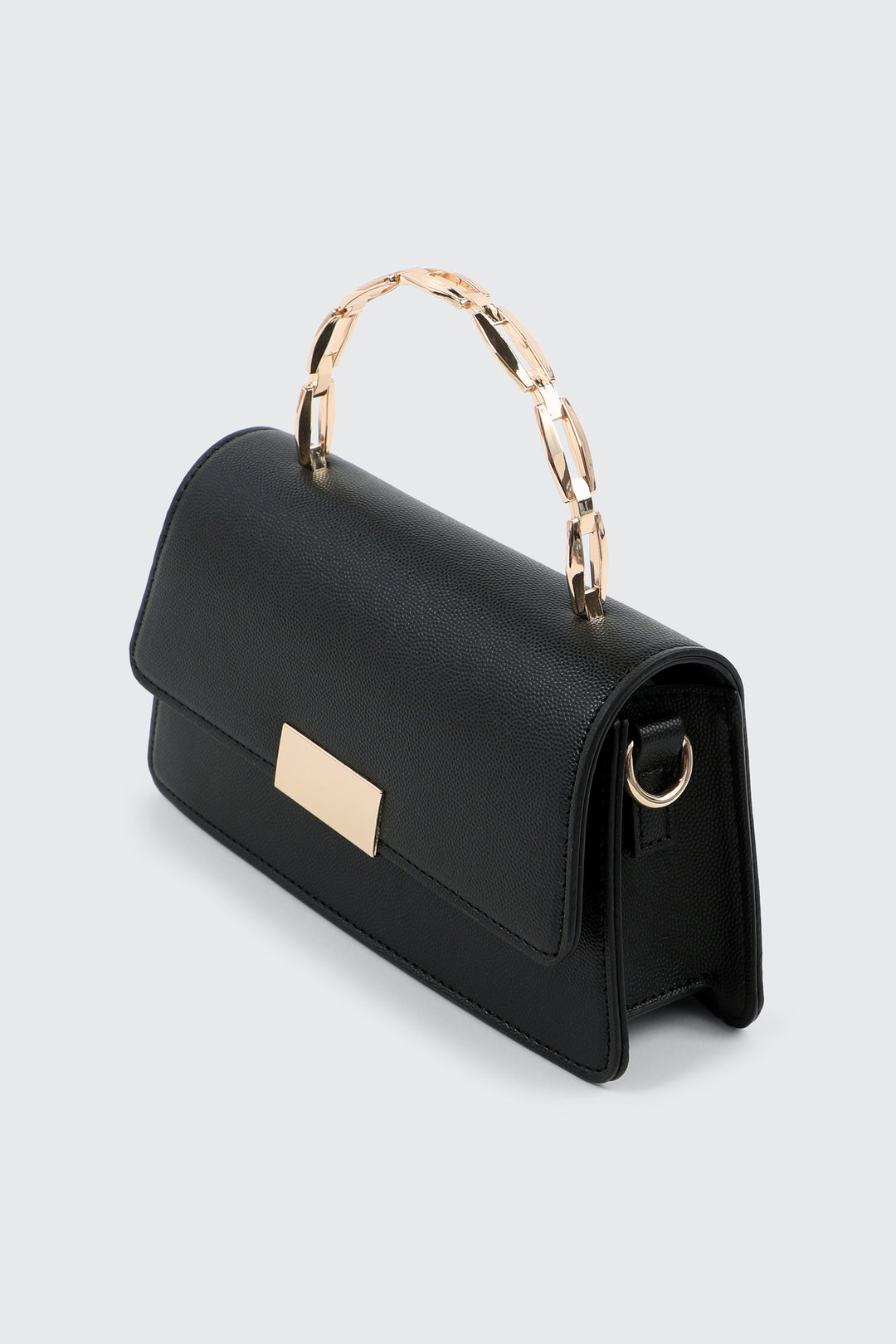 Faux Leather Evening bag with Metal Handle