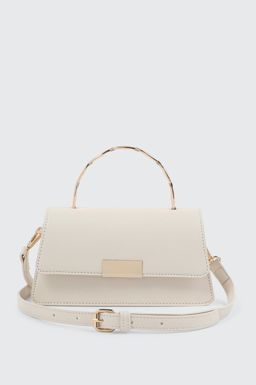 Faux Leather Evening bag with Metal Handle