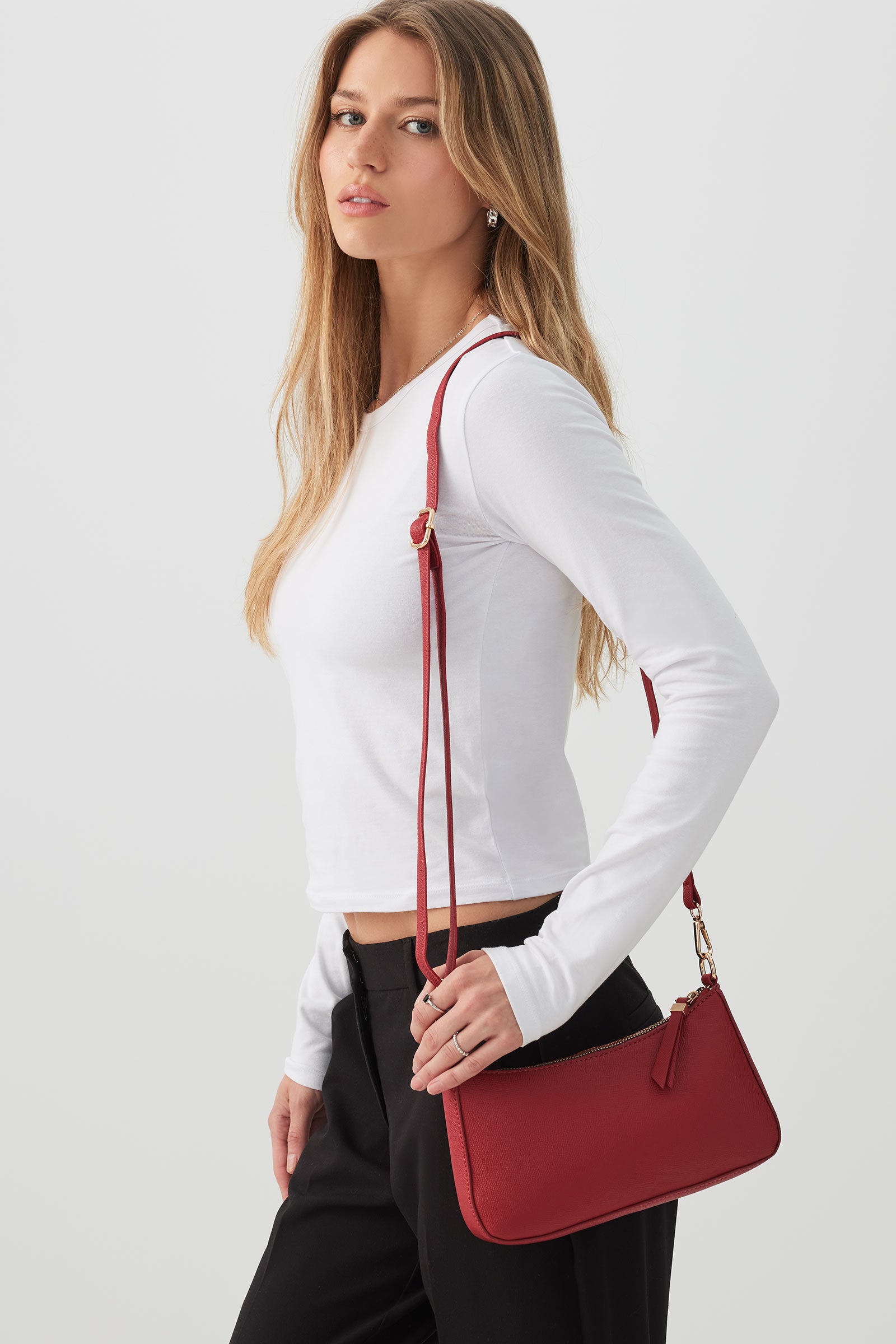Knotted Handle Shoulder Bag with Crossbody Strap Red | Ardene Canada