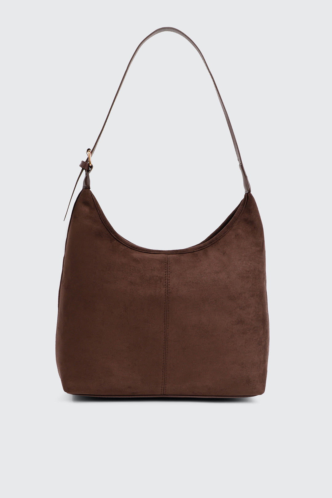 Faux Suede Shoulder Bag with Buckle Detail